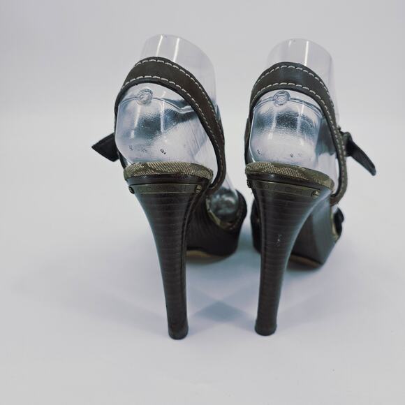 Coach Sheena Brown Leather & Wood Open Toe Heeled Platform Sandal Women's 8 B - Picture 4 of 14